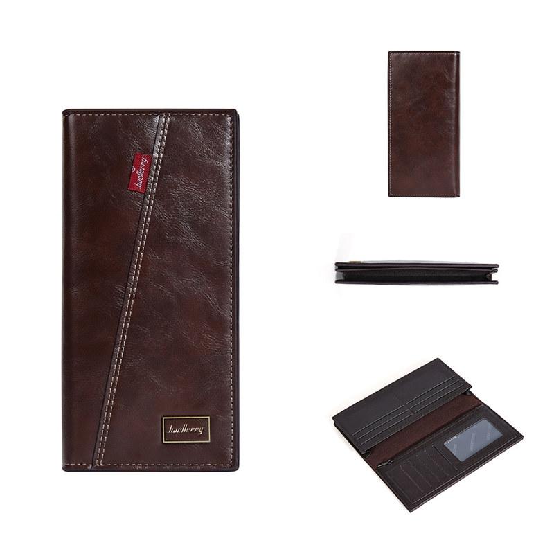 Baellerry Кошельки с RFID-защитой, винтажный дизайн, мужской держатель для карт, двойной длинный кошелек, кошелек