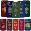 Morocco Ukraine Passport For iPhone 11 12 13 15 14 Pro Max Phone Case X XR XS 7 8 Plus SE 2020 Luxury Black Soft Cover Funda