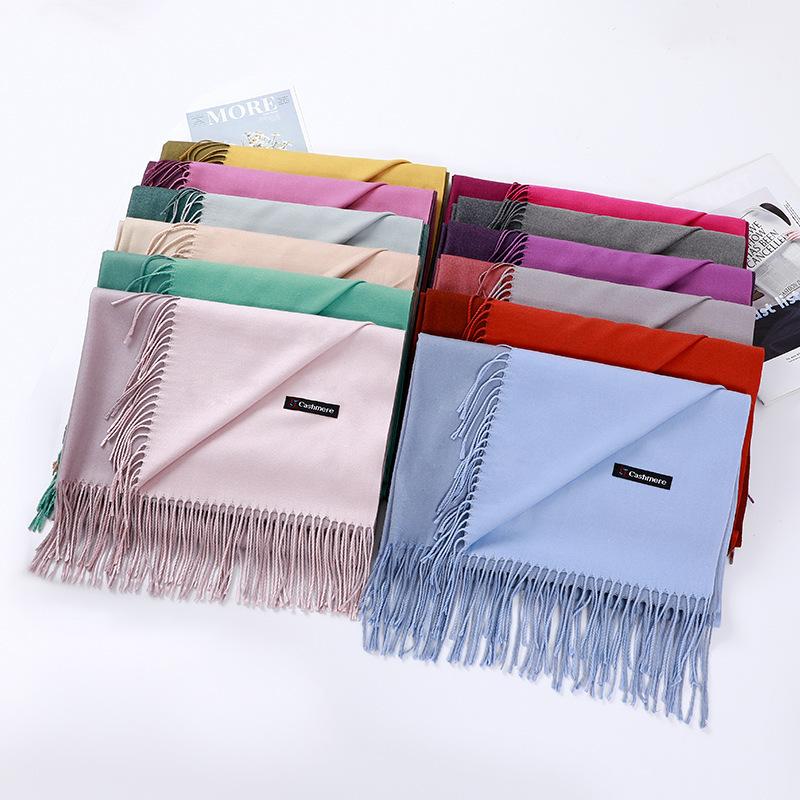 Women'S Thick Warm Solid Color Scarf Autumn And Winter New Style Cashmere Scarf Versatile Wool Scarf