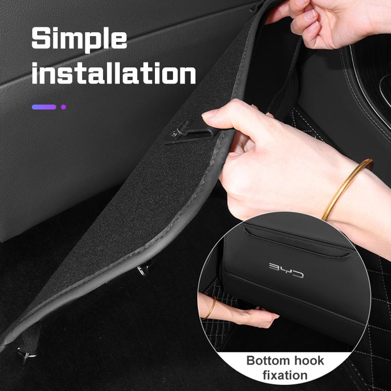 Car Seat Anti Kick Pad PU leather Rear Seat Storage Bag For BYD Atto 3 Qing Song Tang F3 F3R Yuan I3 S7 E3 E6 E9 S8 G3 M6 L3 S6