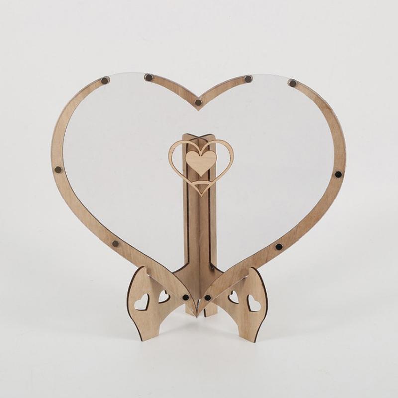 Heart Shaped Frame Wooden Love Signature Guest Book Rustic Drop Box With Heart Tags Wedding Birthday Party Props Desktop Decor