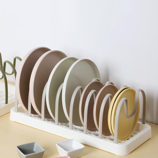 Настольная сушилка для посуды, стойка для крышек от кастрюль, органайзер для крышек от сковородок с регулируемыми отделениями для выпечки и тарелок, для шкафа, кухонной столешницы