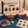 Mini Flower Bouquet Craft America 250 Beaded DIY Kit, 4th of July Patriotic Fantasy Art Kit Handmade Set, 1776-2026 Independence Day 3D Making