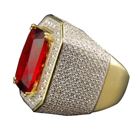 Мужчины Женщины Большой Прямоугольный Цирконий Покрытием Палец Кольцо Ювелирные Изделия