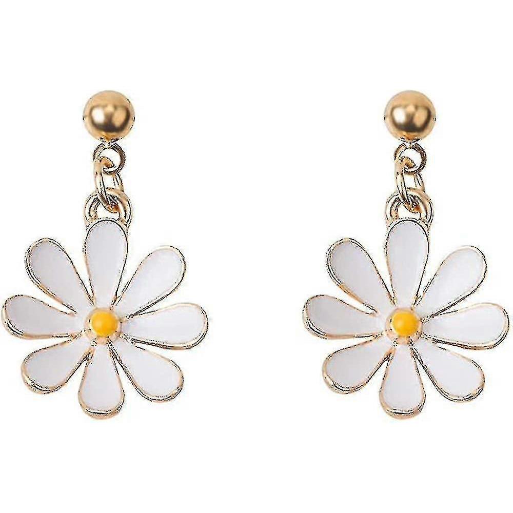 Daisy Flower Stud Earrings.cute Chrysanthemum Dangle Earring Little Sun Flower Drop Earring For Women Girl's Jewelry Short -