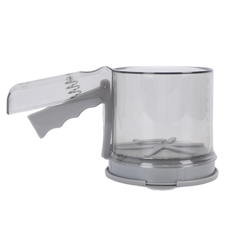  2 Layer Flour Sifter Baking Powder Sieve Stainless Steel Mesh One Hand Squeeze Mechanism for Flour Sugar Powder 