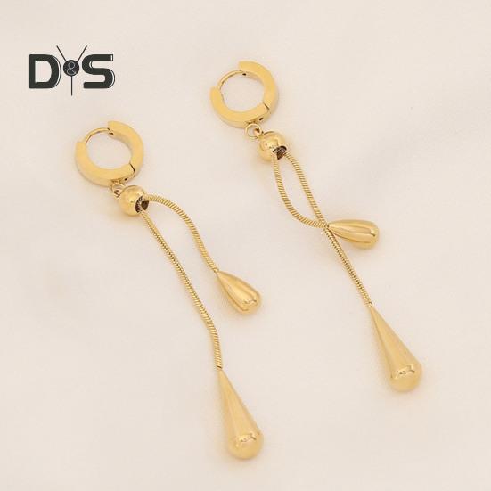Water Drop Jewelry Adjustable Y Shape Slider Chain Necklace Golden Hoop Earrings for Weddings Parties