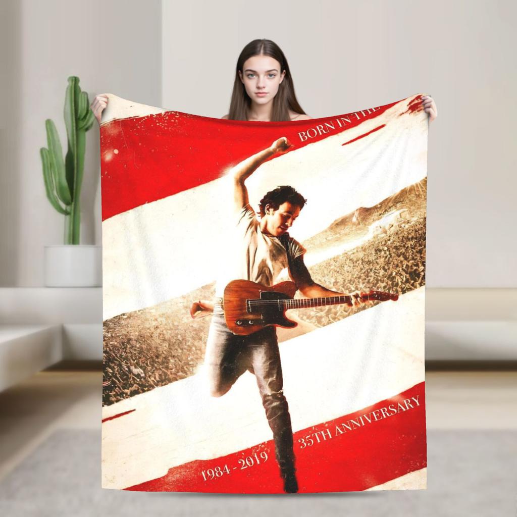 Bruceed Springsteened Concert Tour Blankets Soft Novelty For Couch Chair Decorative Flannel Bedspread Bed Cover