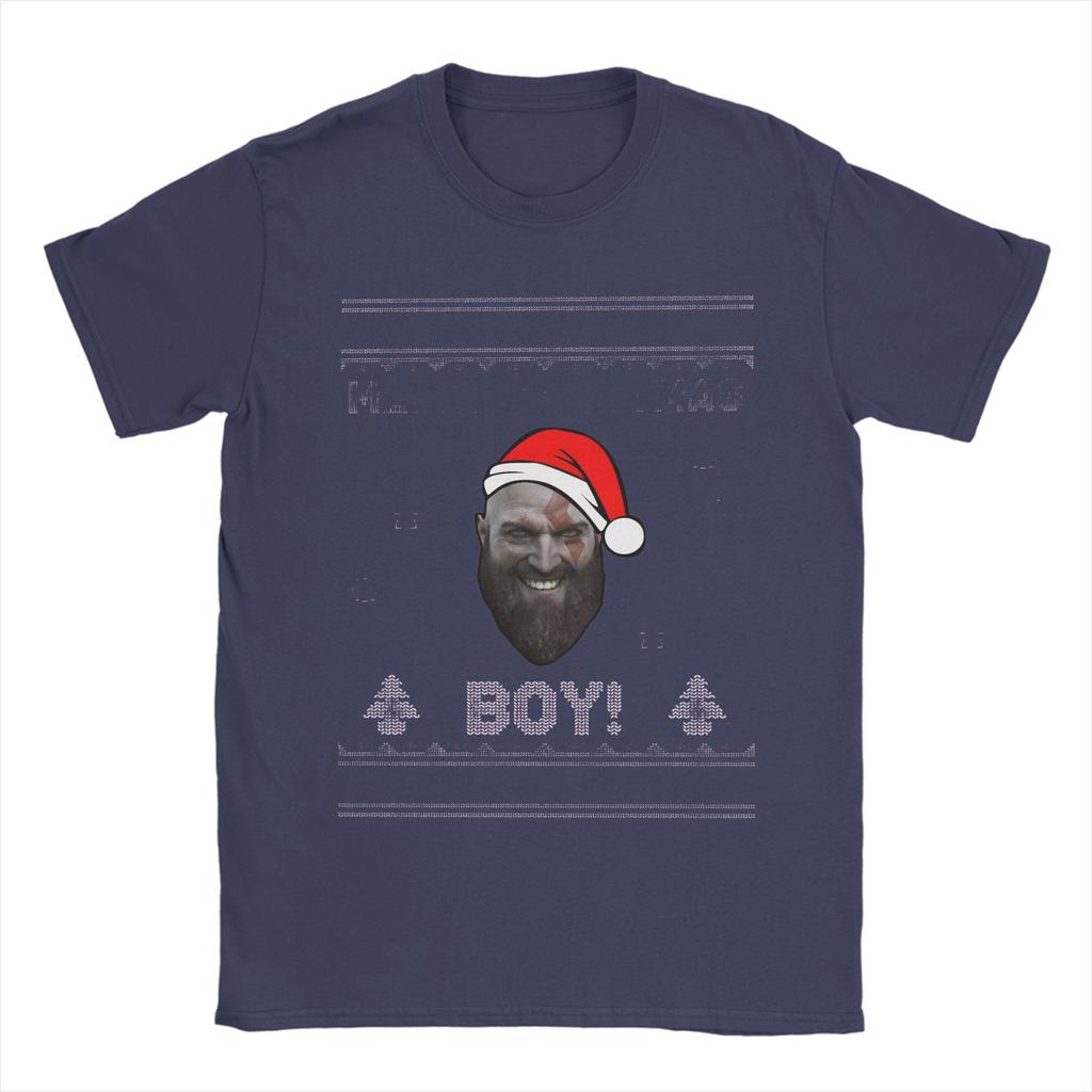 God Of War Kratos Merry Christmas Boy TShirt for Unisex Funny Cotton Tee Shirt Crew Neck Short Sleeve T Shirts Summer Clothing