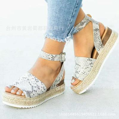 Женские сандалии-рыбаки, весенние новинки, большой размер, сандалии на толстой подошве-маффине с пряжкой и открытым носком