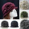 Autumn Winter Girl's Cap Flower Style Pure Wool Fedora Women's Hat Elegant