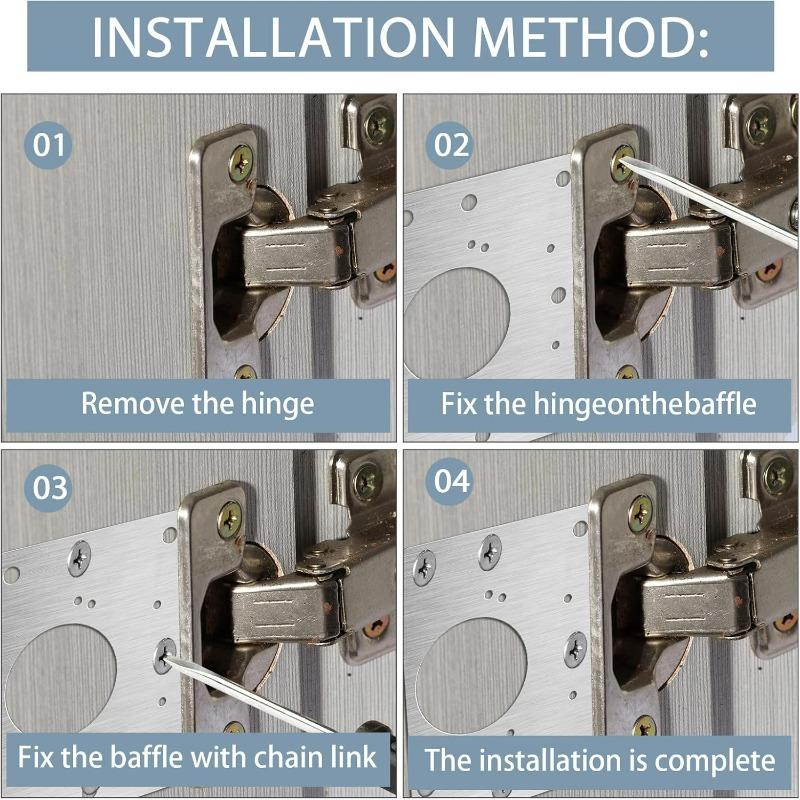 Cabinet Door Hinge Repair Plate Stainless Steel Furniture Hinge Fixing Plate Bracket Kit with Mounting Screw Hardware Tools