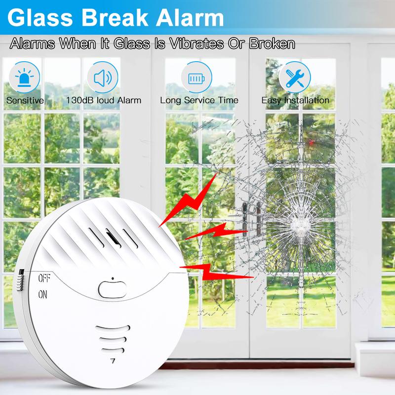 Hollarm Wireless Window Door Vibration Sensor 130dB Vibration Burglar Glass Break Sensor Home Safety Alarm Detector System