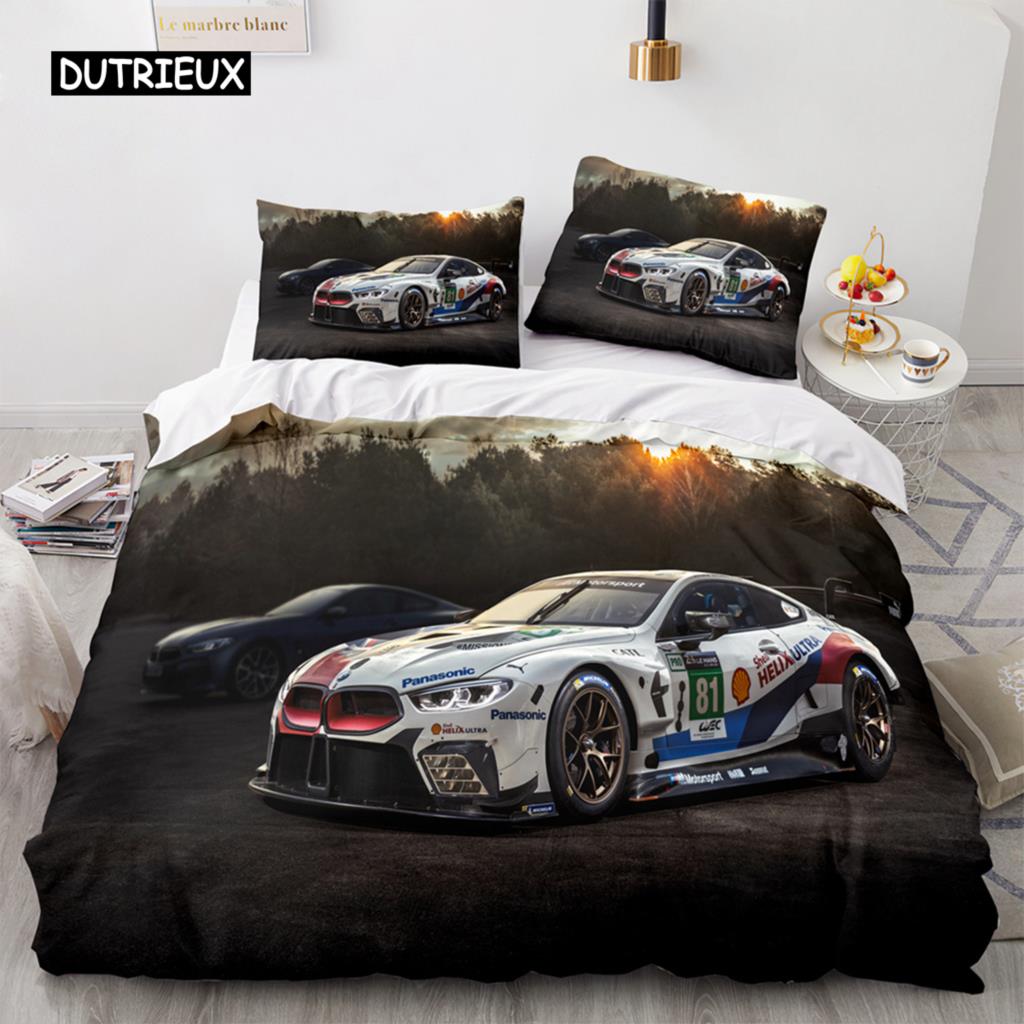Набор пододеяльников для спортивных автомобилей, размер королевы, крутой гоночный пододеяльник, комплект постельного белья для экстремальных видов спорта для мальчиков, подростков, мужской декор комнаты