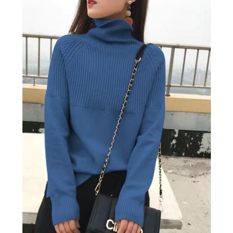 Водолазка Женский Пуловер Топы Осень Зима Харадзюку Корейский Вязаный Джемпер Пулль Фам Зима Свитер