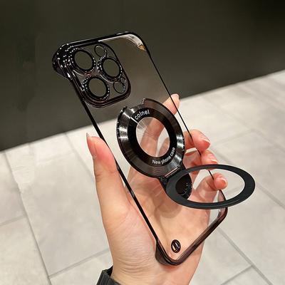 Ультратонкий чехол Magsafe без полей для iPhone 16 14 16 13 12 11 15 Pro Max складной держатель стеклянная защита камеры прозрачный жесткий чехол