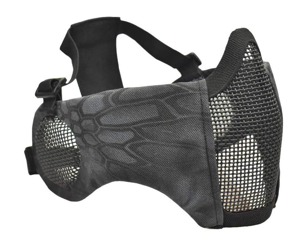 Тактическая полумаска-череп с защитой ушей и рта из проволочной сетки для езды на открытом воздухе и стрельбы