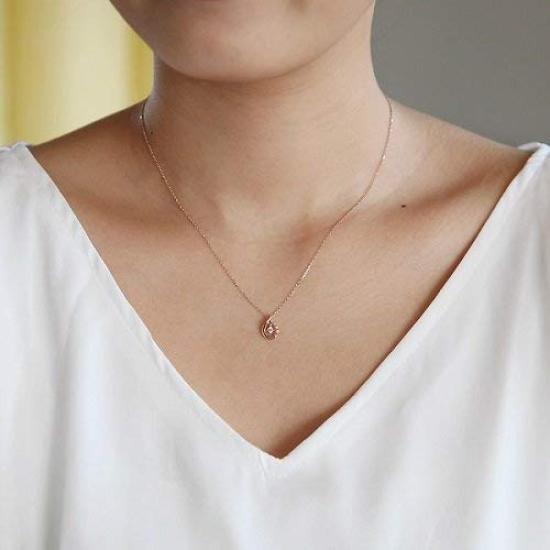 Diamond K18 Pink Gold Necklace 111331123116 [Yondo Sea] (PG) Women's