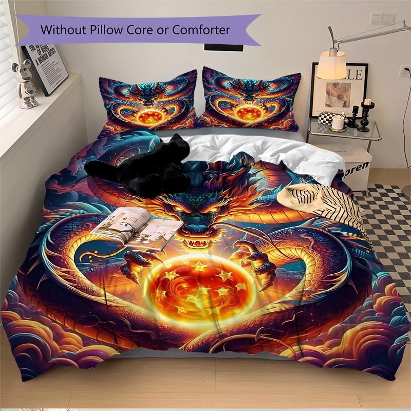 3pcs Dragon Heart Printed Bedding Set, Soft and Comfortable Quilt Cover for Bedroom, Guest Room (1 Duvet Cover + 2 Pillowcases, Pillow Core Not I