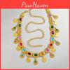 Gold Arabic Jewelry Women Alloy Acrylic Gem Waist Chain With Design Hollow