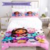 3pcs Gabby's Dollhouse Bedding Set Duvet Cover Closure Includes 1 Duvet Cover & 2 Pillowcases, Soft and Comfortable for All Seasons.