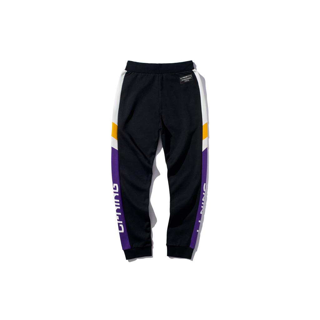 Спортивные штаны-джоггеры Li Ning с цветным принтом, мужские, железно-синие, фиолетовые, AKLP847-2