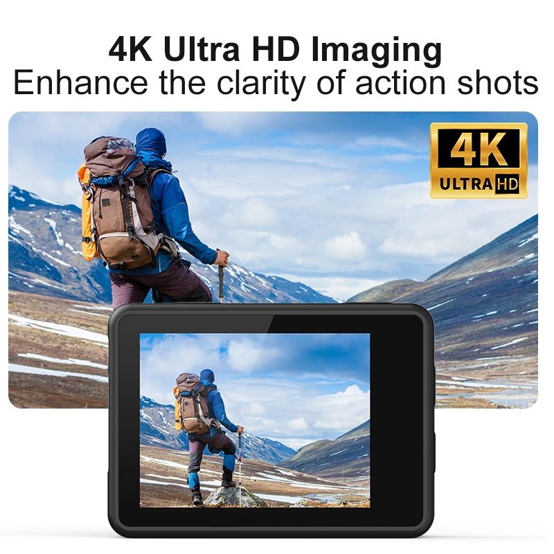 4K Ultra HD экшн-камера с WiFi, водонепроницаемая на 30 м, спортивная камера, 2,0-дюймовый экран, аккумулятор 900 мАч для активного отдыха, велоспорта, дайвинга, влогов