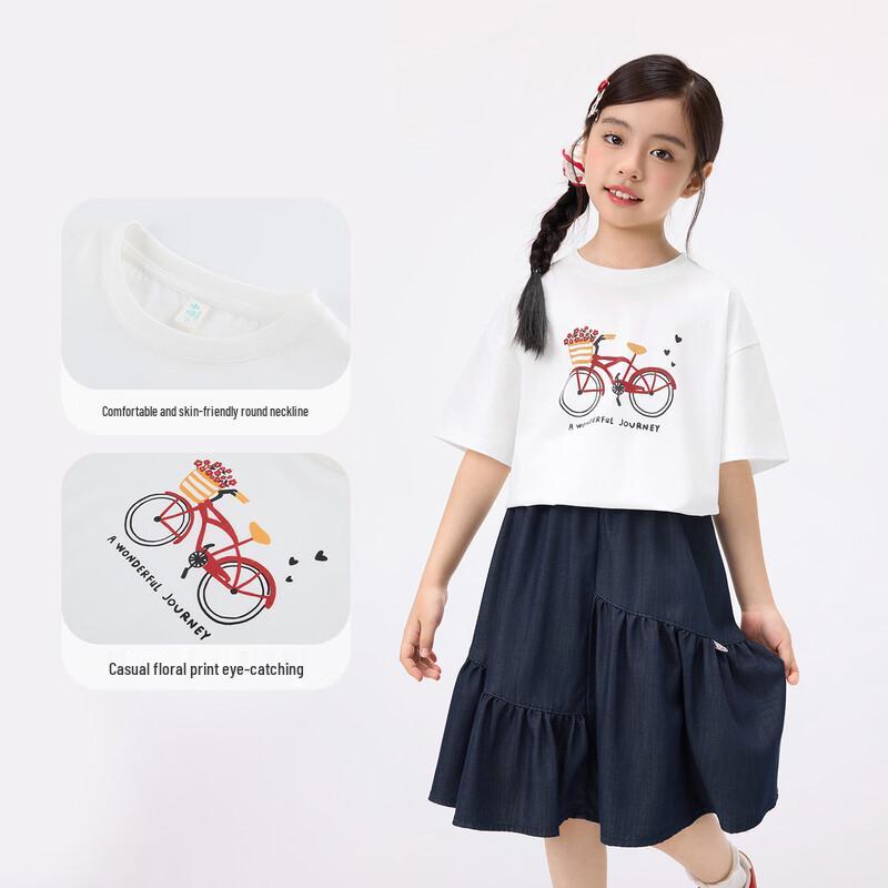 Girls' Cartoon Print Cool Short Sleeve T-shirt