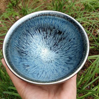 Чашки для чая Jianzhan Bloom Tenmokus, миски 320 мл, большие, из натуральной глины Chawan, глазурь, смена узора в печи, китайские ремесла династии Сун