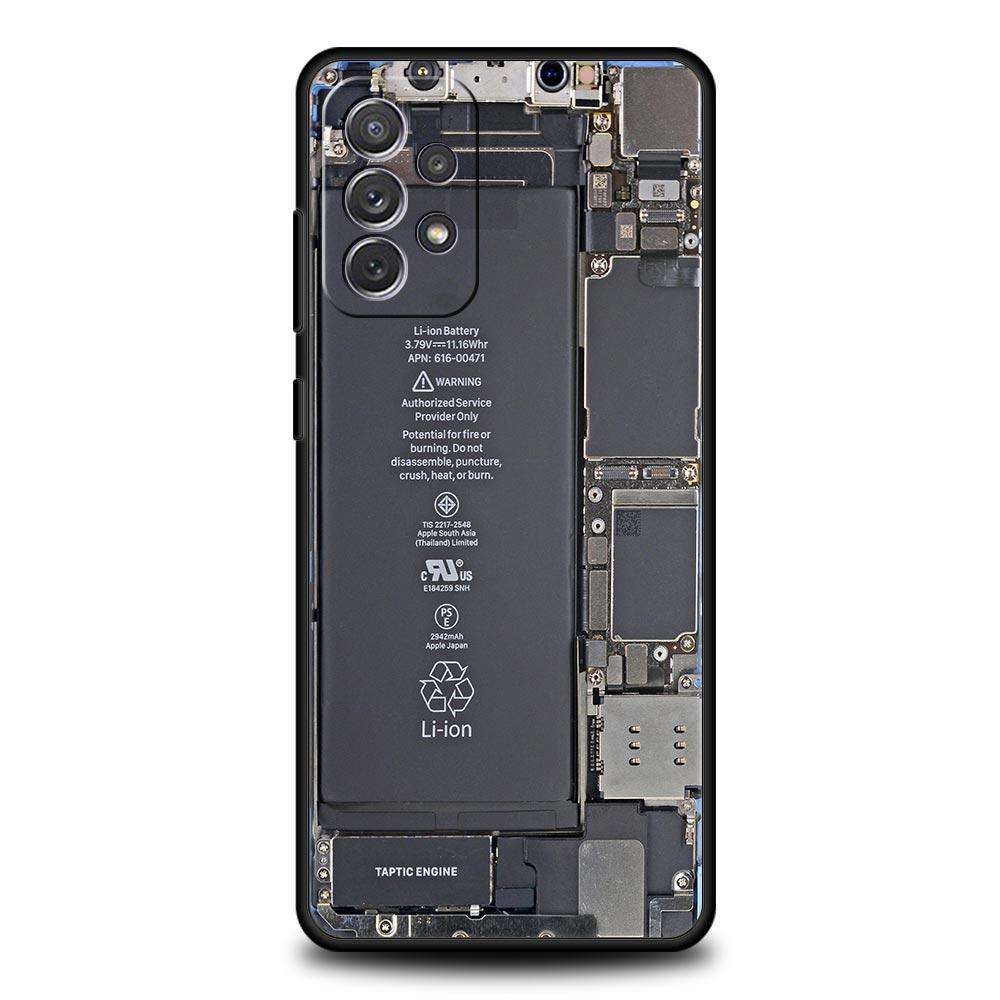 Чехол с рисунком печатной платы для Samsung Galaxy A55 A35 A17 A07 A15 A13 A25 A51 A71 A72 A73 A32 A52 A52S A41 Мягкий ТПУ