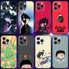 Чехол для телефона с аниме Mob Psycho 100 Для iPhone 16e,16,15,14,13,12,11,Pro,X,XS,Max,XR,Plus,Mini Мягкий черный чехол