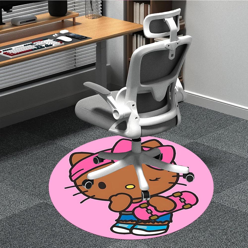 1 шт. Ковер Hello Kitty, Круглый, Нескользящий, Прочный, Большого размера, Офисный ковер, Подходит для офиса, Красивое украшение