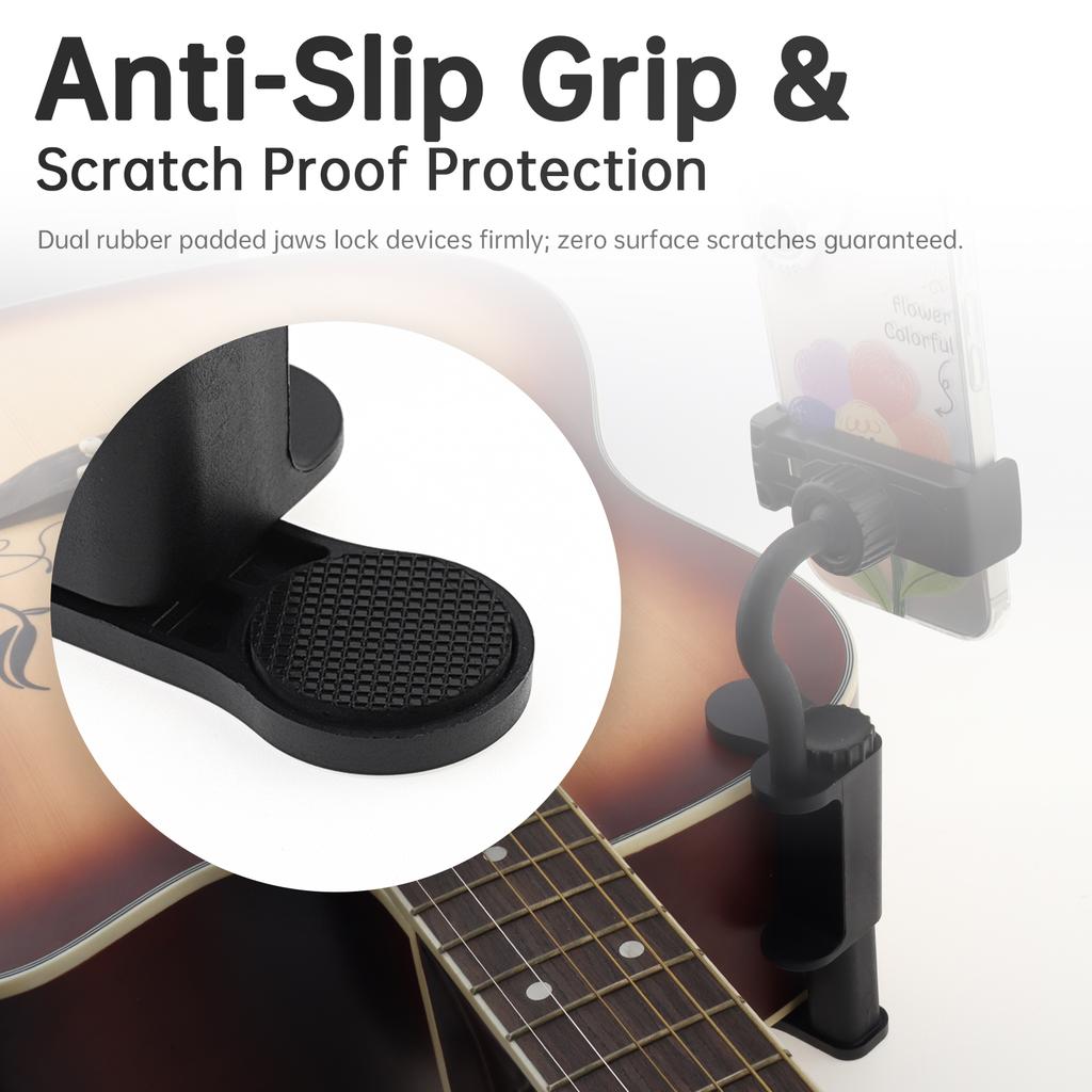 Универсальный держатель для телефона для гитары - Регулируемое и вращающееся крепление для нот, обучающих видео, прямой трансляции и записи, классический зажим для смартфона