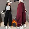 Girls' Fleece-Lined Thickened Winter Pants - Casual Sportswear Athletic Joggers for Kids