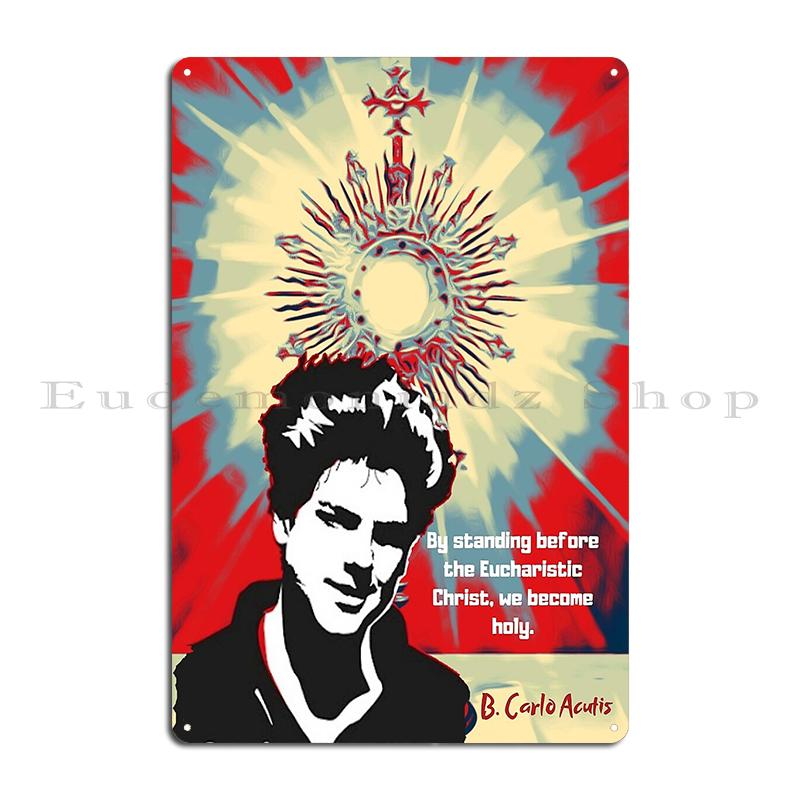 Святой Карло Акутис 27 апреля 2025 года Блаженный Карло Акутис Иллюстрация Блаженный Карло Металлическое настенное панно Забавный дизайн Жестяная табличка Постер
