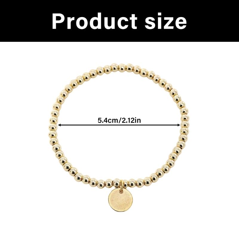 53 4mm Gold/Silver Stainless Steel Beaded Elastic Bracelet For Men Women Comfort Fit Adjustable Wristband