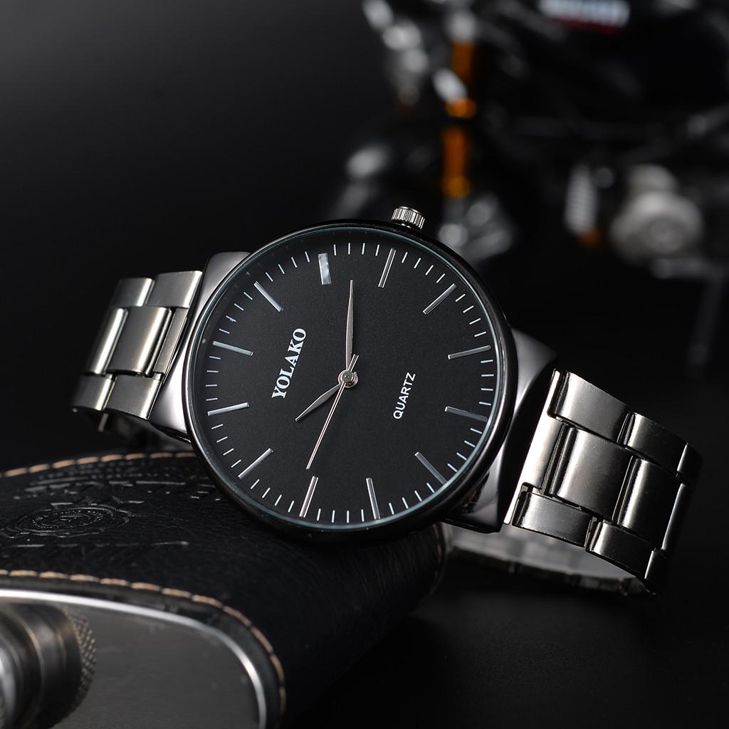 Модный стиль Мужские кварцевые часы из нержавеющей стали с кварцевым ремешком Мужские часы