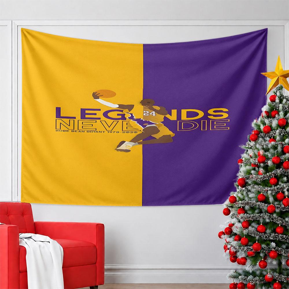 Legends Never Die Basketball Poster Pattern Wall Hanging Tapestry Decorative Tapestry Home Decor for Bedroom and Living Room