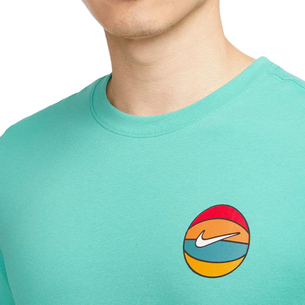 Nike Мужские футболки Dri Fit Бирюзовые С круглым вырезом Умеренный прямой крой FD0047-392
