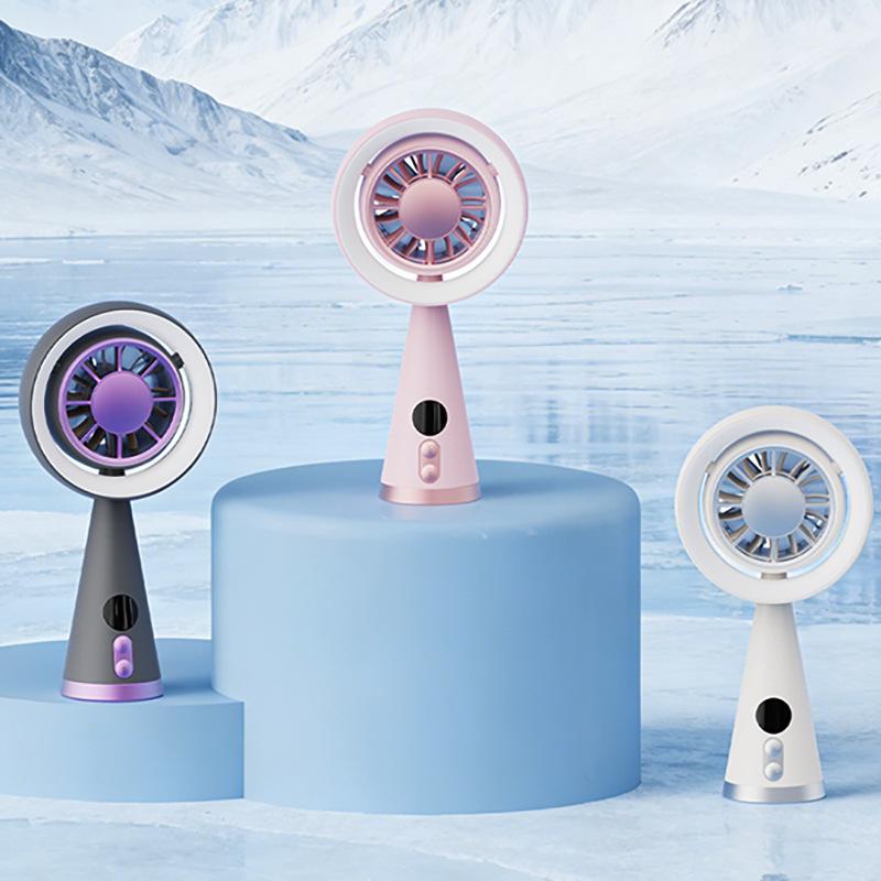 Compact USB Rechargeable Handheld Fan with Digital Display and 100 Speed Settings
