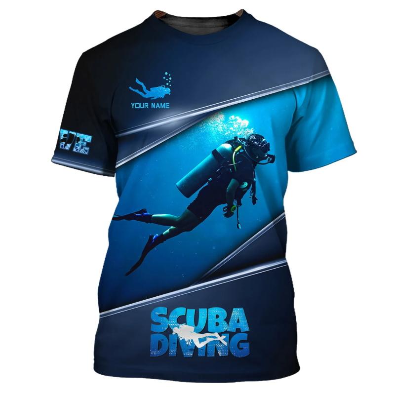 3D Принт Дайвер Футболки Топы Лето Короткий Рукав Повседневная Футболка для Подводного Плавания для Мужчин Одежда Мужская Футболка