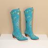 Cowgirls Western Boots Women's Embroidery Cowboy Boots for Wide Calf 2024 Chunky Med Heels Shoes 4 Seasons Zipper PU Footwear