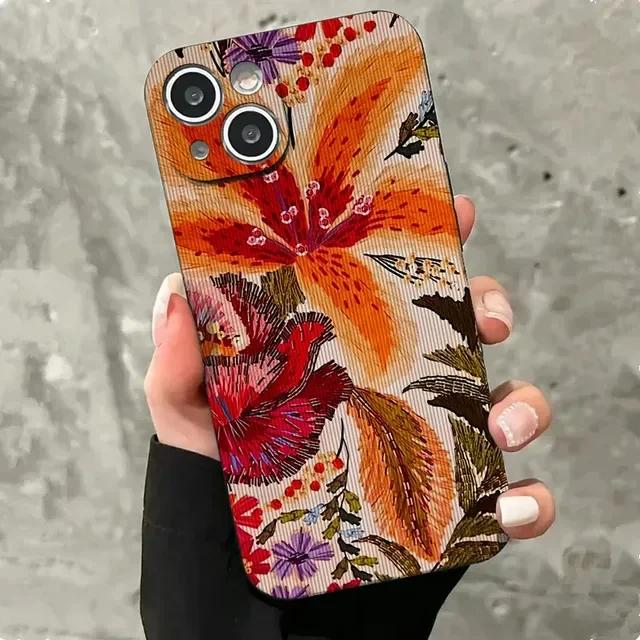 Luxury Pink Flower Phone Case For iPhone 16 15 14 13 12 11 Pro Max Mini X XS XR SE 7 Plus Shockproof Silicone Soft Cover Fundas