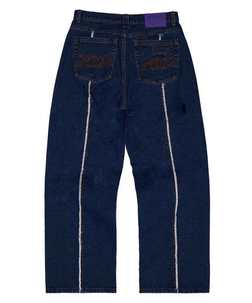 HOODHOOD Hd Applique Wide Denim Pants Medium Blue