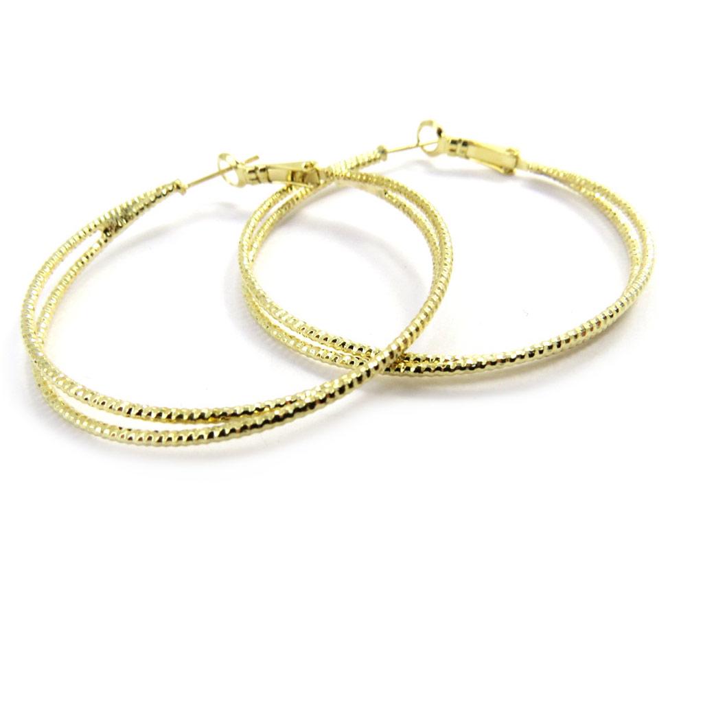 Les Trésors De Lily [L9616] - Gold Double 'Choréographie' Hoop Earrings Ø 50 Mm