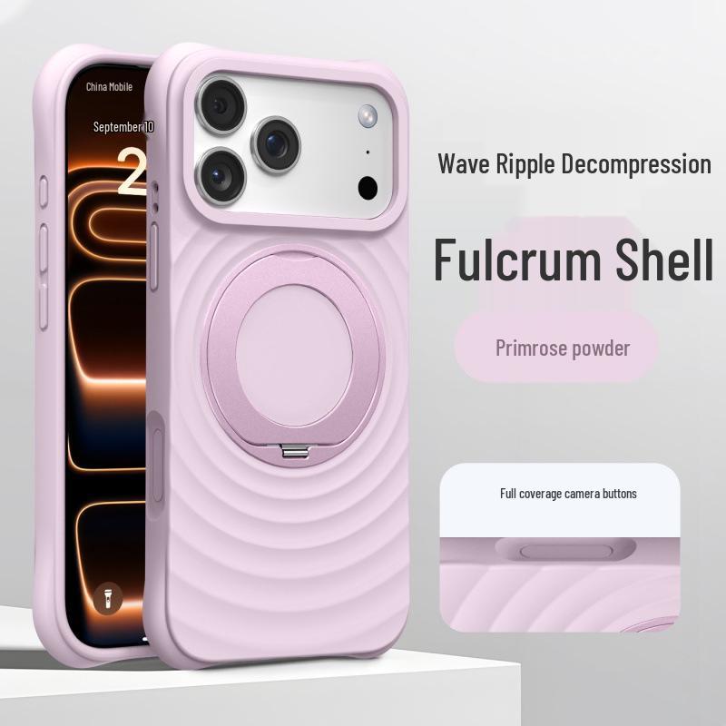 Силиконовый чехол Wave для iPhone 17 Pro Max с вращающимся магнитным держателем на 16 слотов - Защита от падений