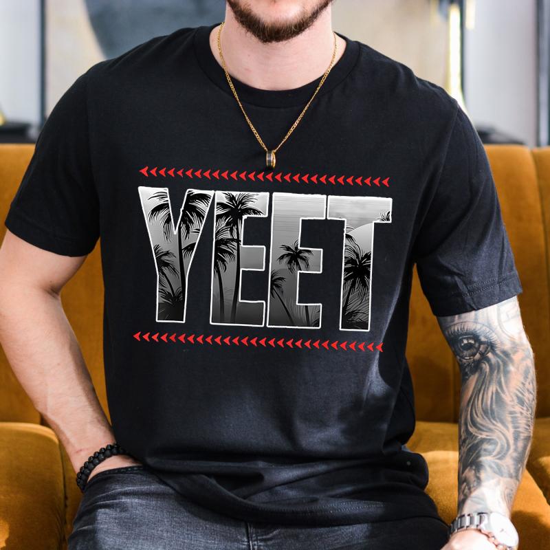 Винтажные Футболки с Принтом Букв Yeet Смешная Надпись Футболка Мужская Повседневная С Коротким Рукавом Футболки Юмор Графические Топы Мужские Футболки