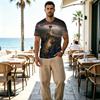 Men's Short Sleeve T-Shirt, Universe Theme 2D Print Design, Polyester Fabric, Comfortable Stylish Versatile Daily Casual Top for Halloween