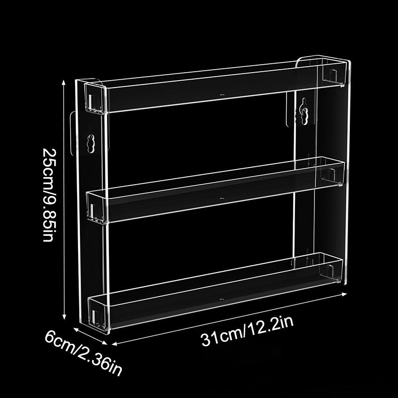 Universal Punch-Free 3-Layer Clear Wall Mounted Nail Polish Cosmetic Display Stand Holder Manicure Tool Organizer Storage