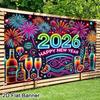 2026 С Новым Годом Баннер-Фон Фейерверки Шампанское Новогодние Празднования Рождественская Вечеринка Фото Фон Декорация Баннер